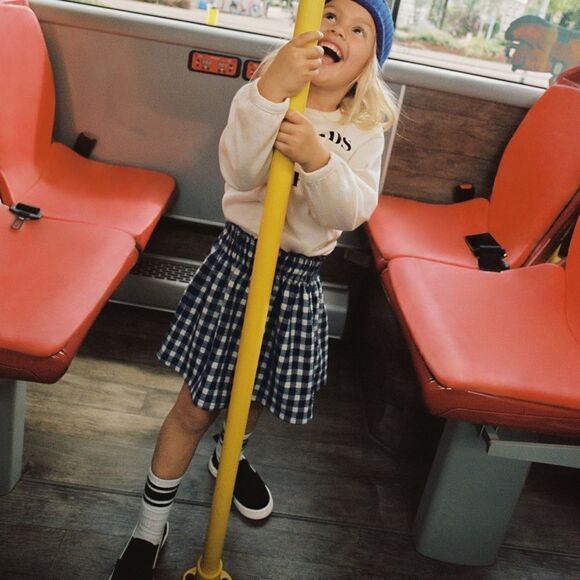 ZARA Kids | Blue | STRUCTURED GINGHAM SKIRT - Picture 5 of 6